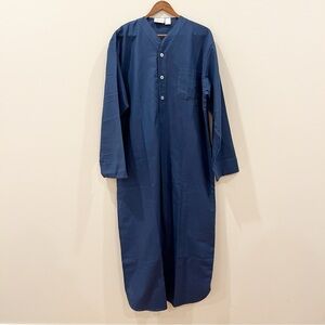 Vermont Country Nightgown Womens Medium Blue Flannel Cotton Long Sleeve Relaxed